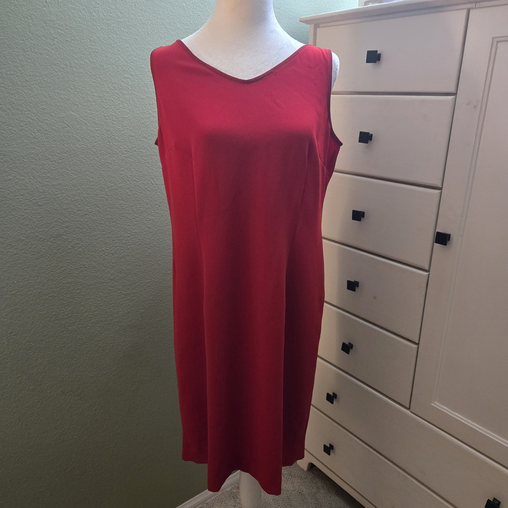 Evan Picone Women's Red Sleeveless Midi Dress